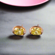 Oval-Cut Royal Yellow Diamond Stud Earring-Black Diamonds New York
