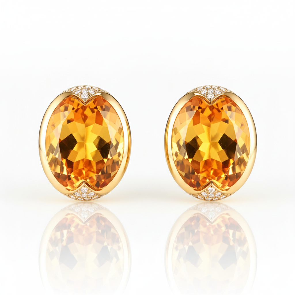 Oval-Cut Royal Yellow Diamond Option Stud Earring-Black Diamonds New York
