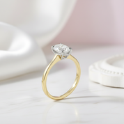 Oval Solitaire Diamond 10k Yellow Gold Engagement Ring-Black Diamonds New York