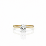 Oval Solitaire Diamond Option 10k Yellow Gold Engagement Ring-Black Diamonds New York