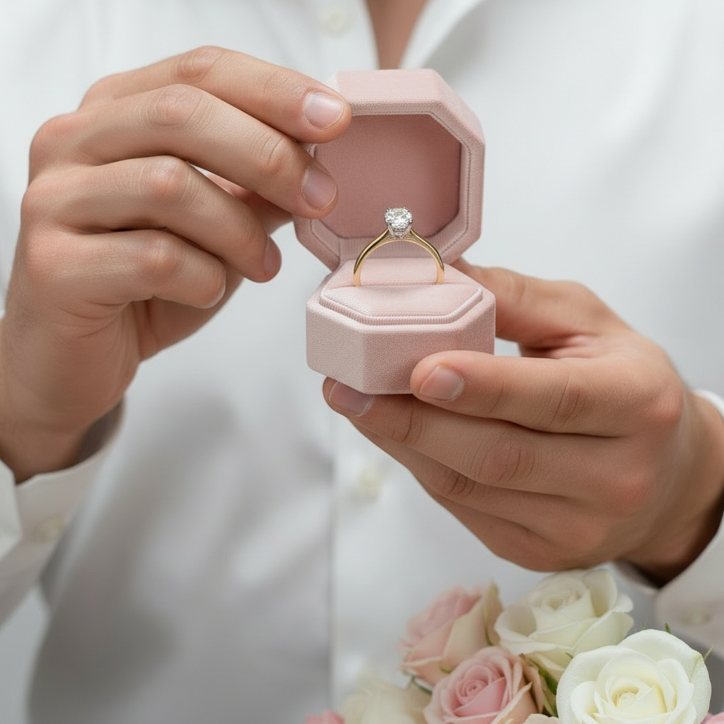 Oval Solitaire Diamond 10k Yellow Gold Engagement Ring-Black Diamonds New York