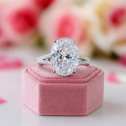 8.0 Ct Oval Cut Diamond White Gold Engagement Ring-Black Diamonds New York