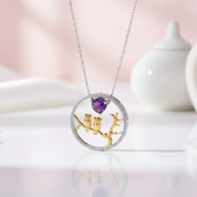 Owl Moon Amethyst and Ethiopia Opal Necklace-Black Diamonds New York