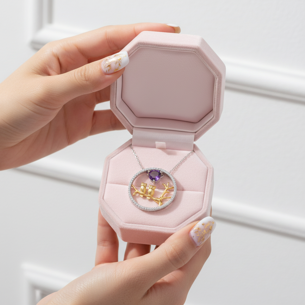 Owl Moon Amethyst and Ethiopia Opal Necklace-Black Diamonds New York