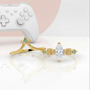 Paladin's 2-piece Ring Set (Women)- 14k Yellow Gold Video Game Inspired Rings