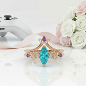 Paladin's 2-piece Ring Set (Women)- 14k Yellow Gold Video Game Inspired Rings