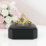 Paladin's Shield Ring (Unisex)- 14k Yellow Gold Video Game Inspired Rings-Black Diamonds New York