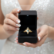 Paladin's Shield Ring (Unisex)- 14k Yellow Gold Video Game Inspired Rings-Black Diamonds New York