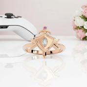 Paladin's Shield Ring (Unisex)- 14k Yellow Gold Video Game Inspired Rings-Black Diamonds New York