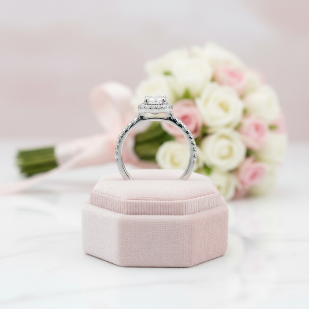 Pave Diamond Option Halo Engagement Ring-Black Diamonds New York