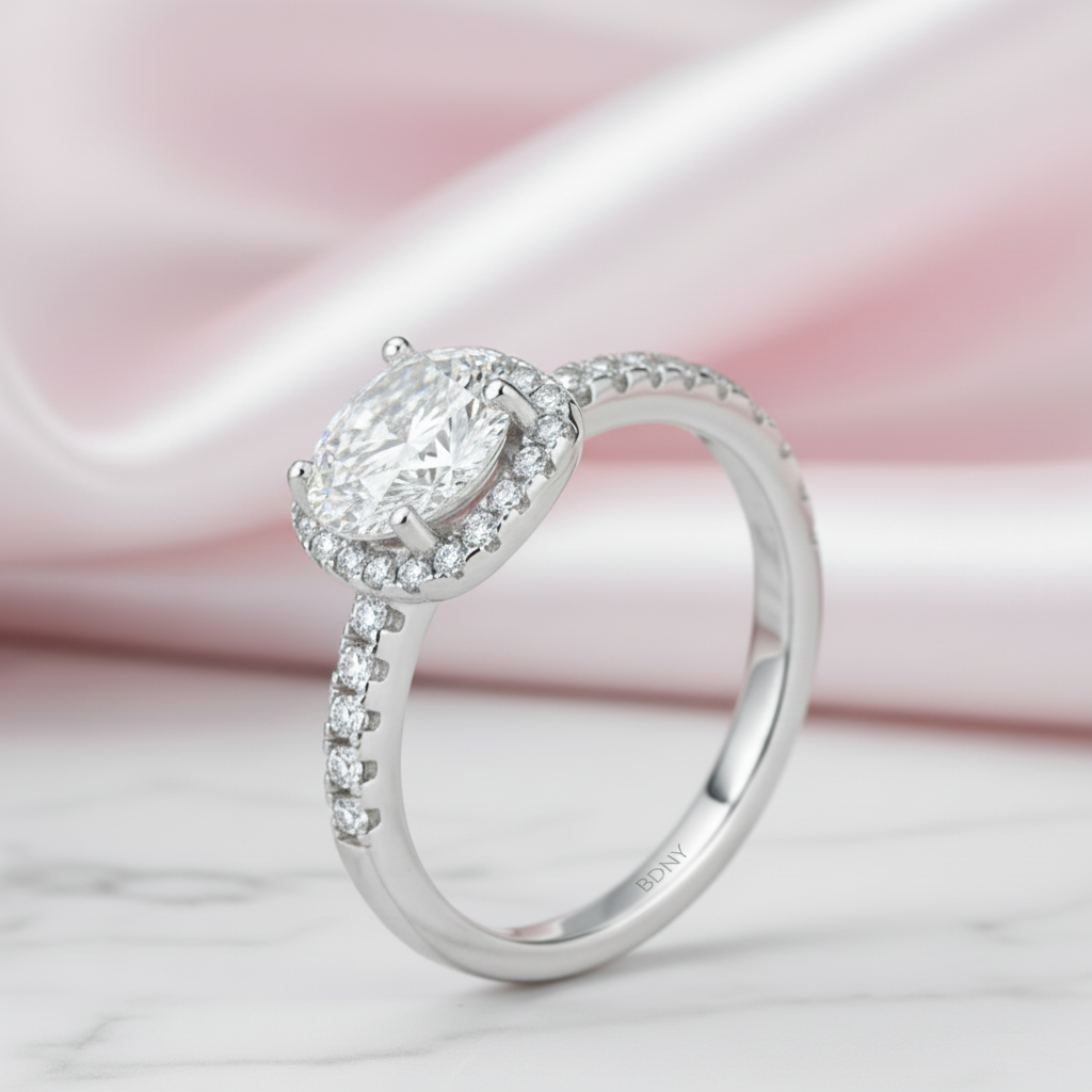 Pave Diamond Option Halo Engagement Ring-Black Diamonds New York