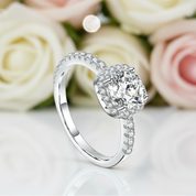 Pave Diamond Halo Engagement Ring-Black Diamonds New York