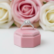 Pave Diamond Halo Engagement Ring-Black Diamonds New York