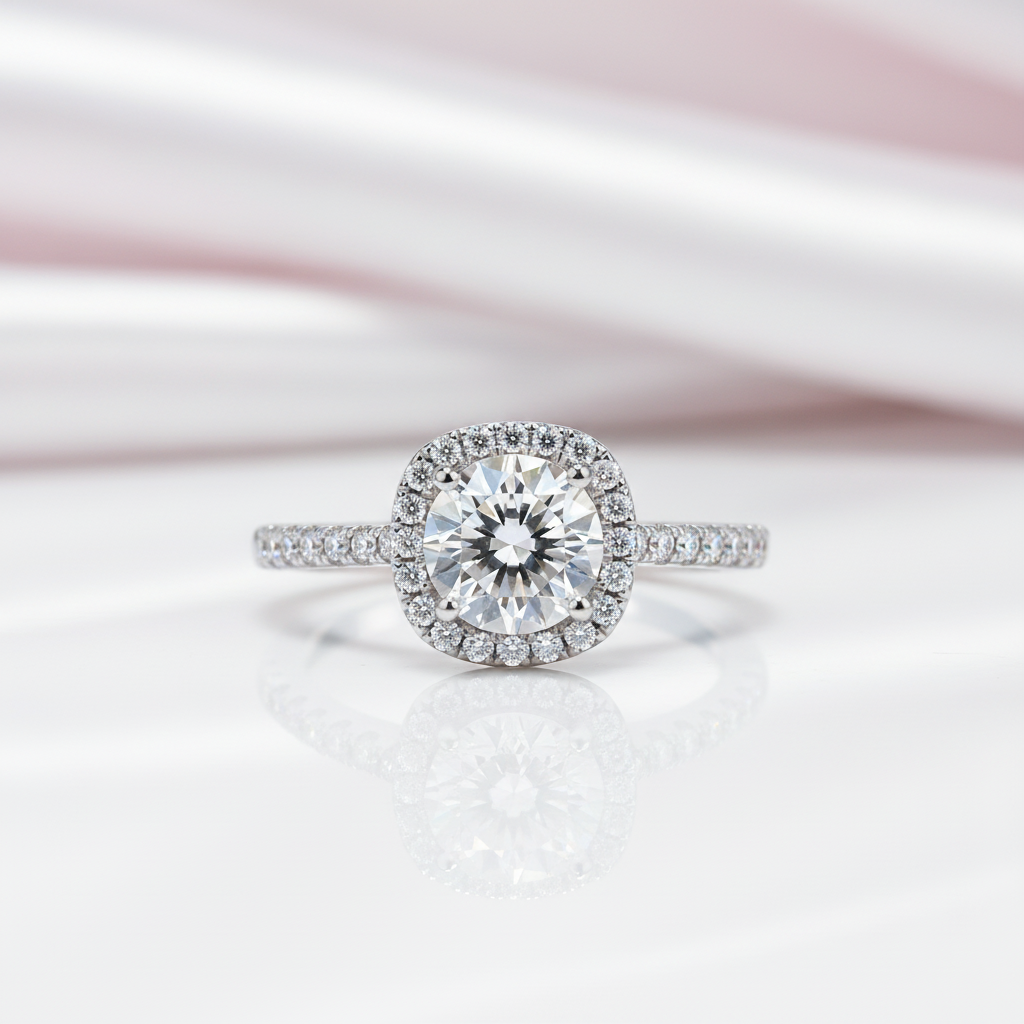 Pave Diamond Option Halo Engagement Ring-Black Diamonds New York
