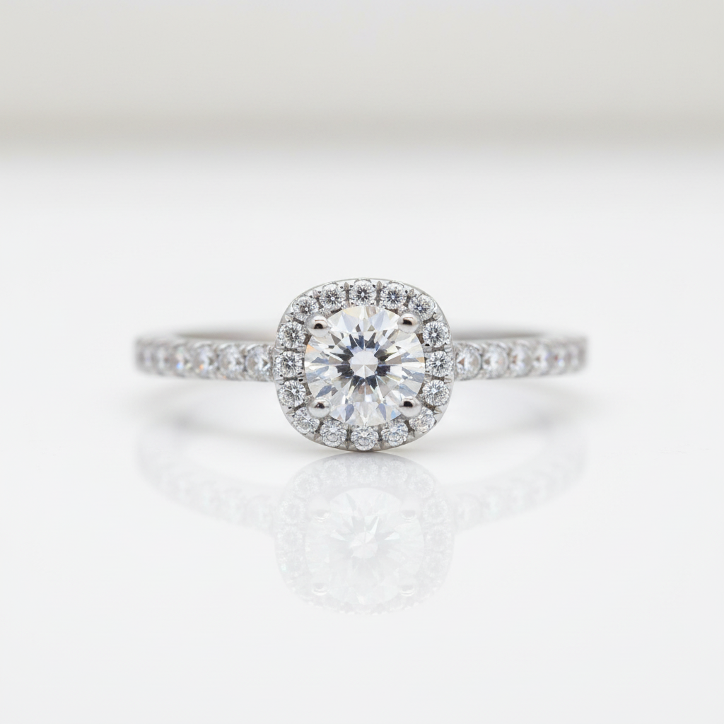 Pave Diamond Option Halo Engagement Ring-Black Diamonds New York
