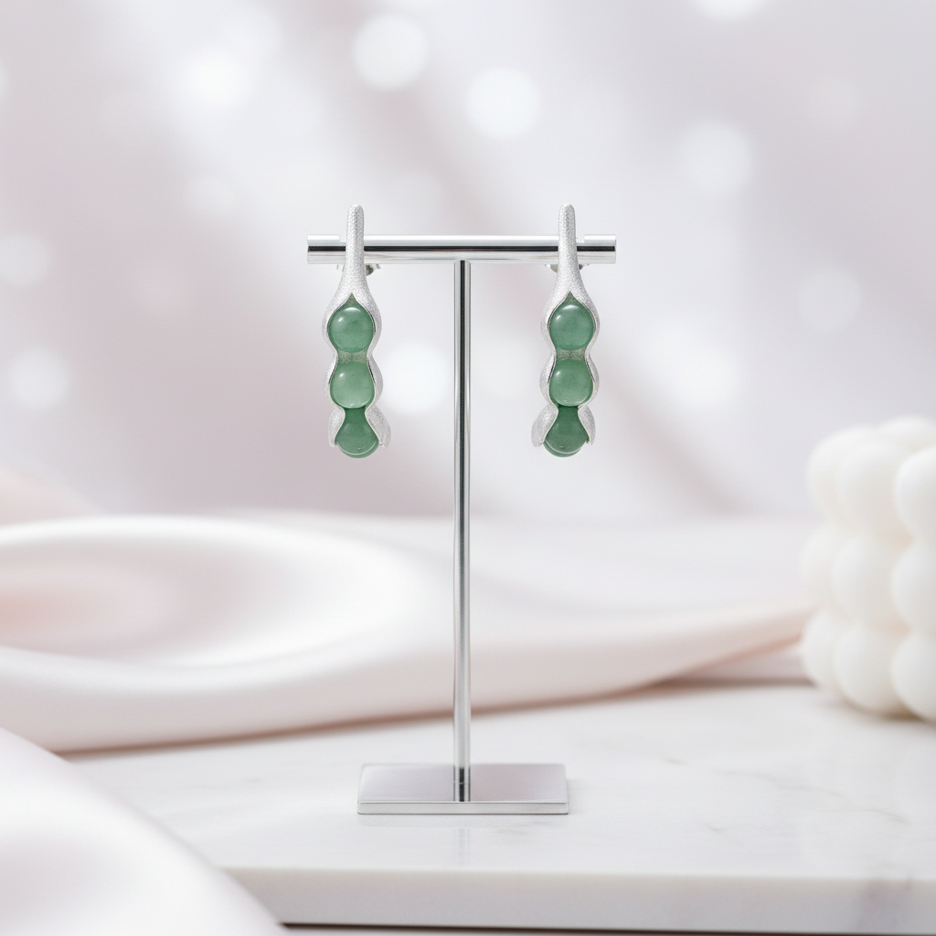 Pea Pods Drop Earrings-Black Diamonds New York