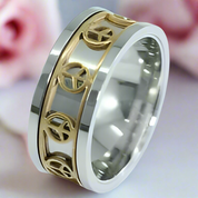 Peace Symbol Spin Men's Ring Band-Black Diamonds New York