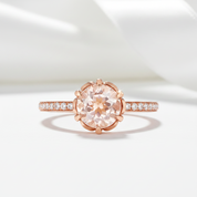 Peach Morganite 14k Rose Gold Ring-Black Diamonds New York