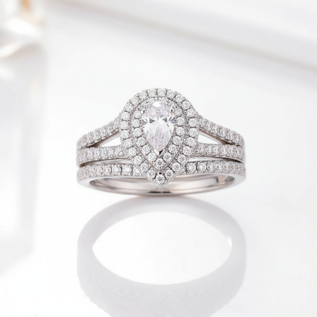 Pear Cut 1.2 Carat Diamond Option Ring Set-Black Diamonds New York