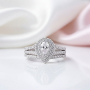Pear Cut 1.2 Carat Diamond Option Ring Set-Black Diamonds New York