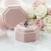 Pear Cut Alexandrite Water Drop Engagement Ring Set-Black Diamonds New York