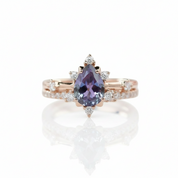 Pear Cut Alexandrite Water Drop Engagement Ring Set-Black Diamonds New York