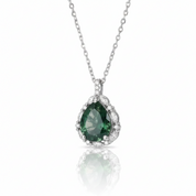 Pear-cut Natural Green Moss Agate Necklace-Black Diamonds New York