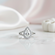 Pear Cut Diamond Option Halo Engagement Ring-Black Diamonds New York