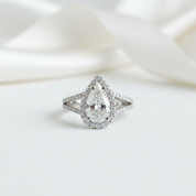 Pear Cut Diamond Option Halo Engagement Ring-Black Diamonds New York