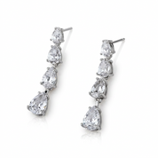 Pear Cut White Sapphire Drop Earrings-Black Diamonds New York