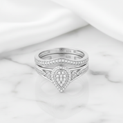 Pear Shape Round Cut Diamond Option Vintage Ring Set-Black Diamonds New York