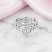 Pear Shape Round Cut Diamond Option Vintage Ring Set-Black Diamonds New York