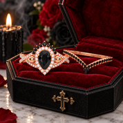 1ct Pear Cut Black Diamond Option Skull Ring Set-Black Diamonds New York