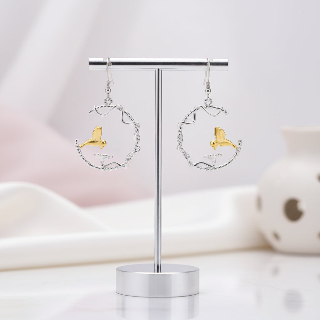 Perfect Lovely Bird Drop Earrings-Black Diamonds New York