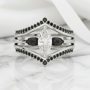 Perfect Match- Marquise Cut Diamond Insert Skull Engagement Rings-Black Diamonds New York
