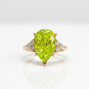 Peridot Pear Cut Simulated Diamond Option Engagement Ring-Black Diamonds New York