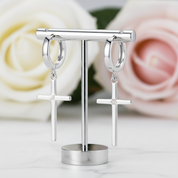 Personality Cross Hoop Earrings-Black Diamonds New York