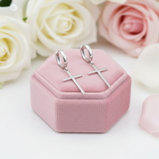 Personality Cross Hoop Earrings-Black Diamonds New York