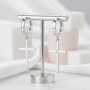 Personality Cross Hoop Earrings-Black Diamonds New York