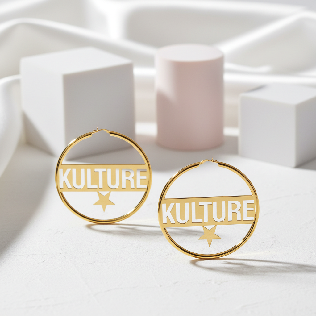 Personalized Custom Name Star Hoop Stainless Steel Earrings-Black Diamonds New York