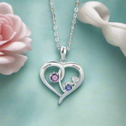 Personalized Heart Name Necklace with Birthstone-Black Diamonds New York