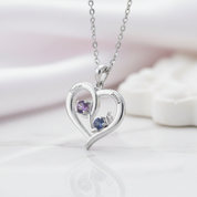 Personalized Heart Name Necklace with Birthstone-Black Diamonds New York