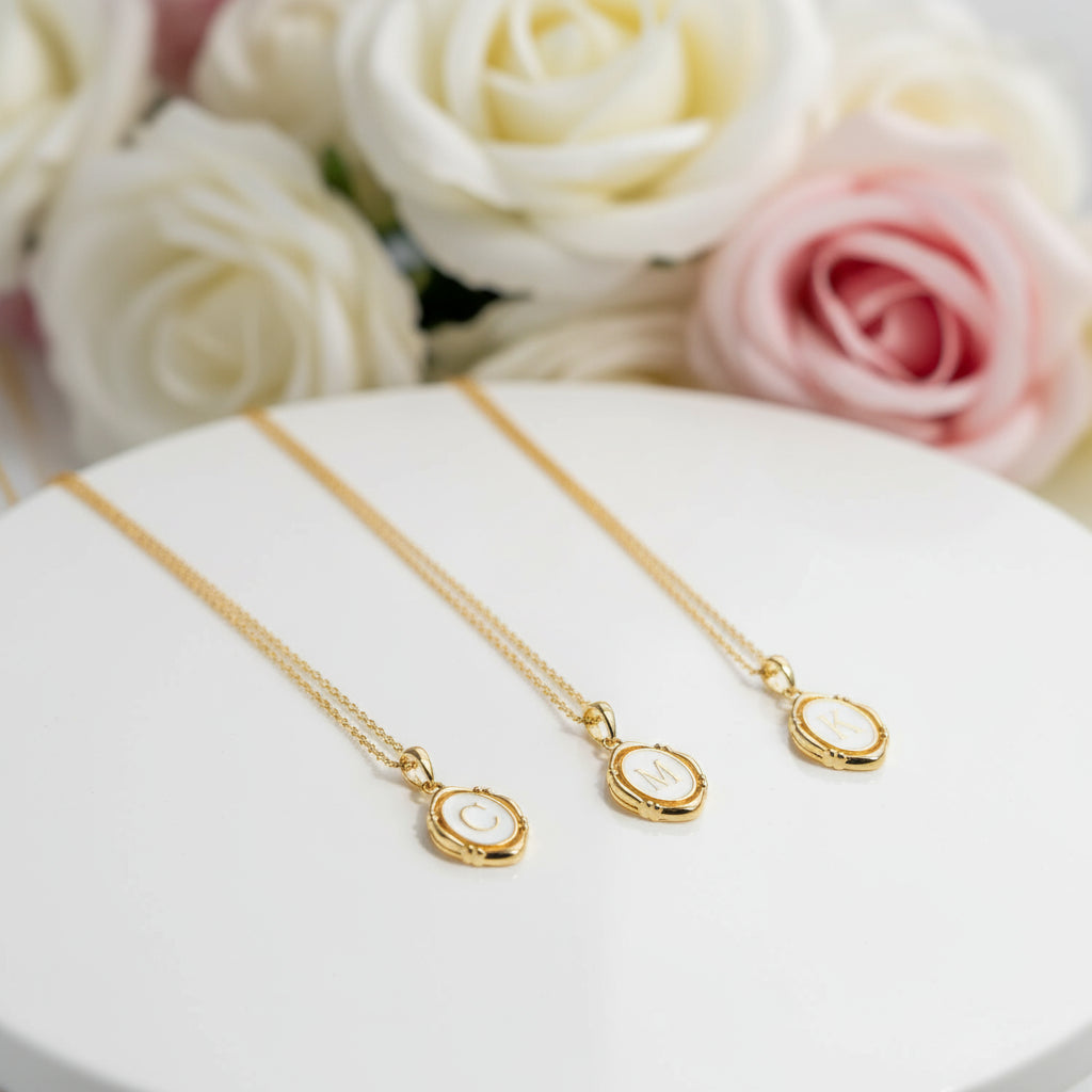 Personalized Initial Letters Women's Necklace with Acrylic-Black Diamonds New York