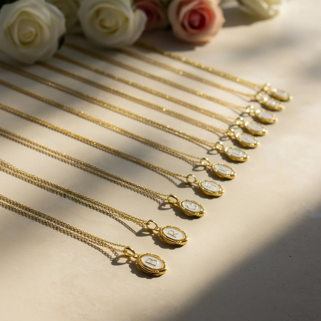 Personalized Initial Letters Women's Necklace with Acrylic-Black Diamonds New York