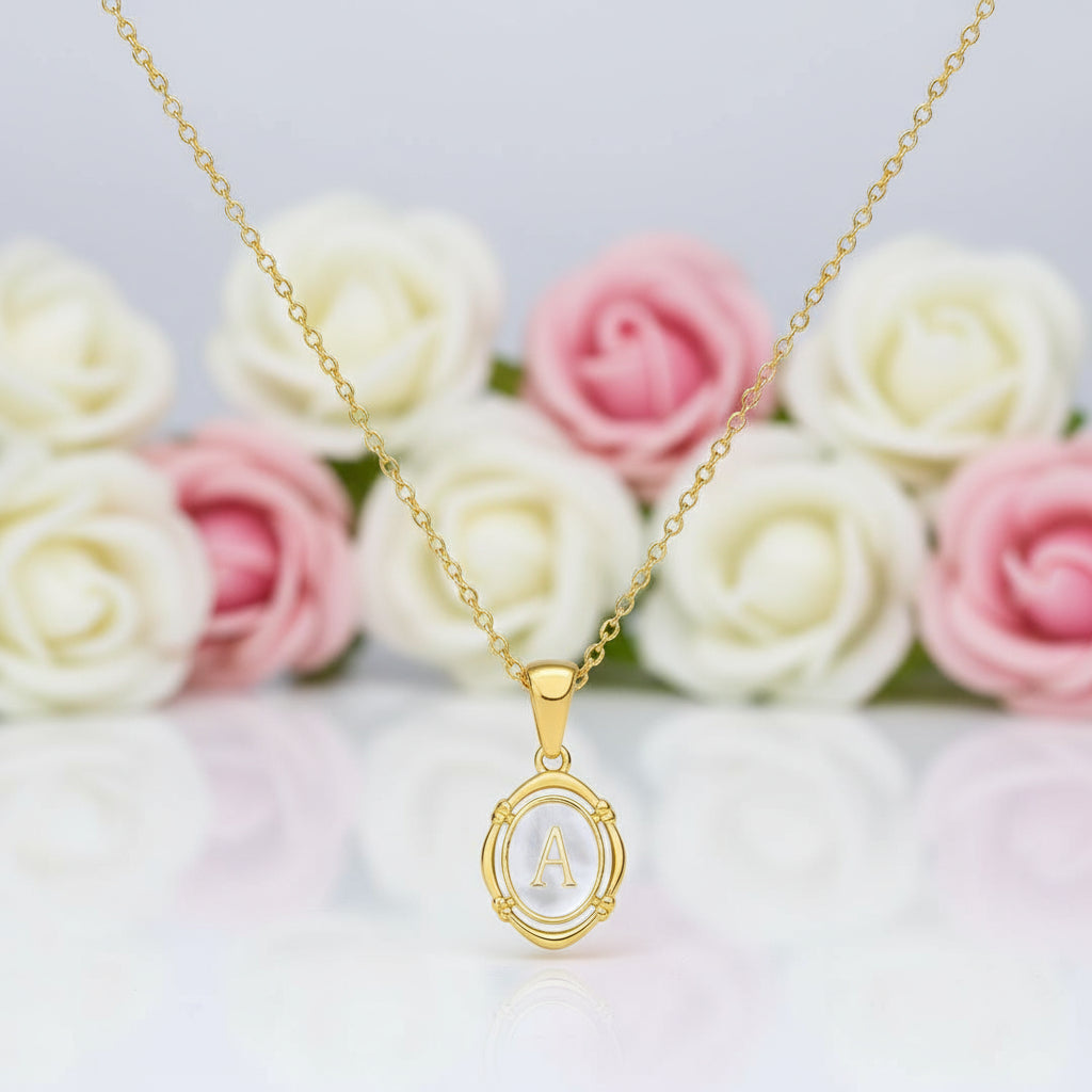 Personalized Initial Letters Women's Necklace with Acrylic-Black Diamonds New York