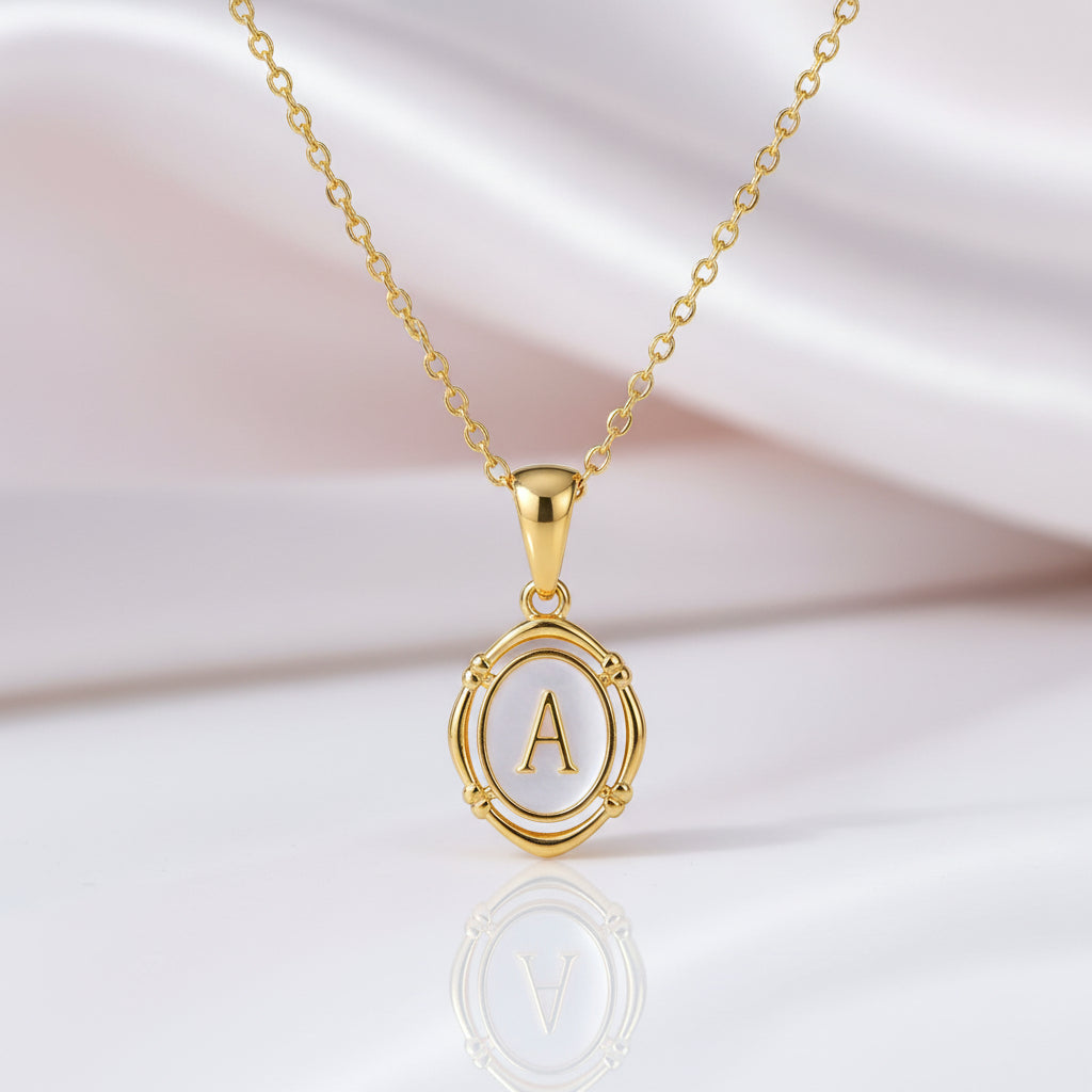 Personalized Initial Letters Women's Necklace with Acrylic-Black Diamonds New York