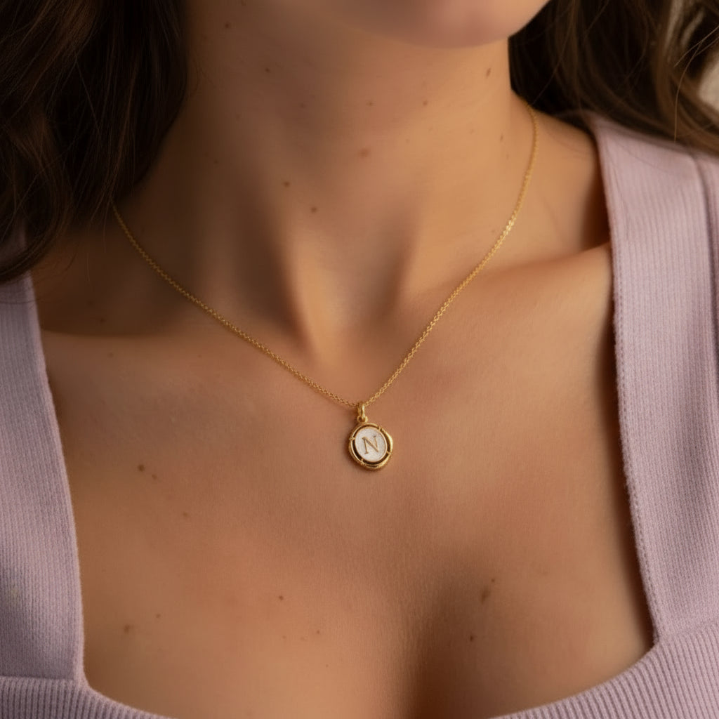 Personalized Initial Letters Women's Necklace with Acrylic-Black Diamonds New York