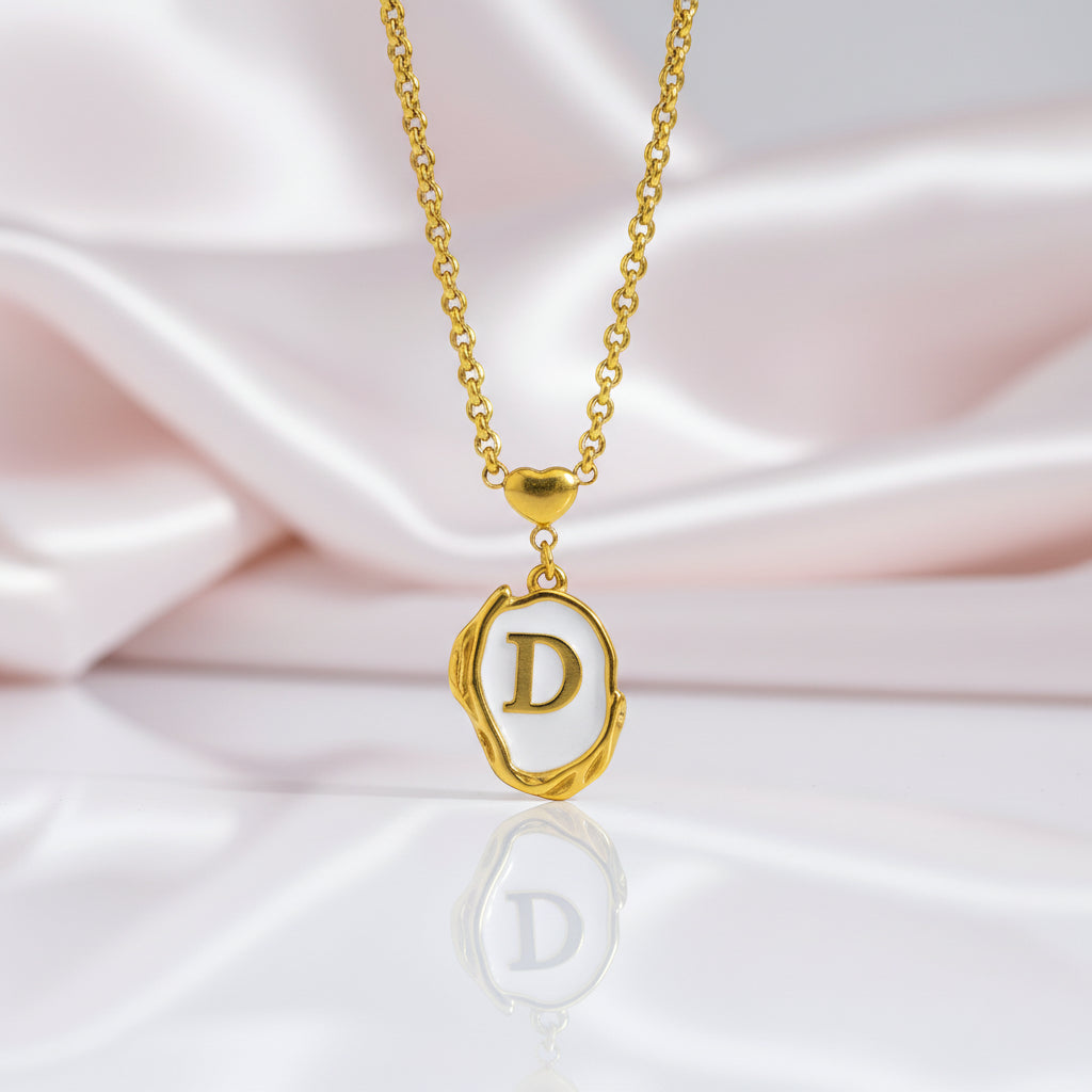 Personalized Initial Women's Choker Necklace with Dripping Oil-Black Diamonds New York