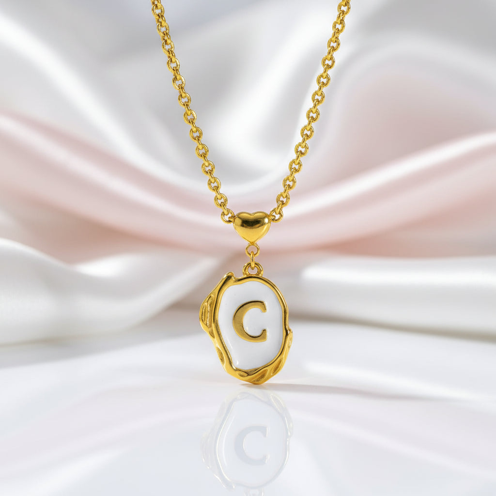 Personalized Initial Women's Choker Necklace with Dripping Oil-Black Diamonds New York