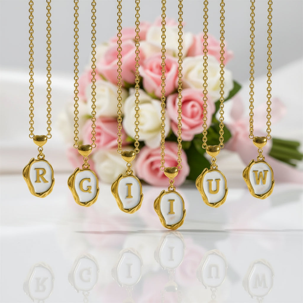 Personalized Initial Women's Choker Necklace with Dripping Oil-Black Diamonds New York